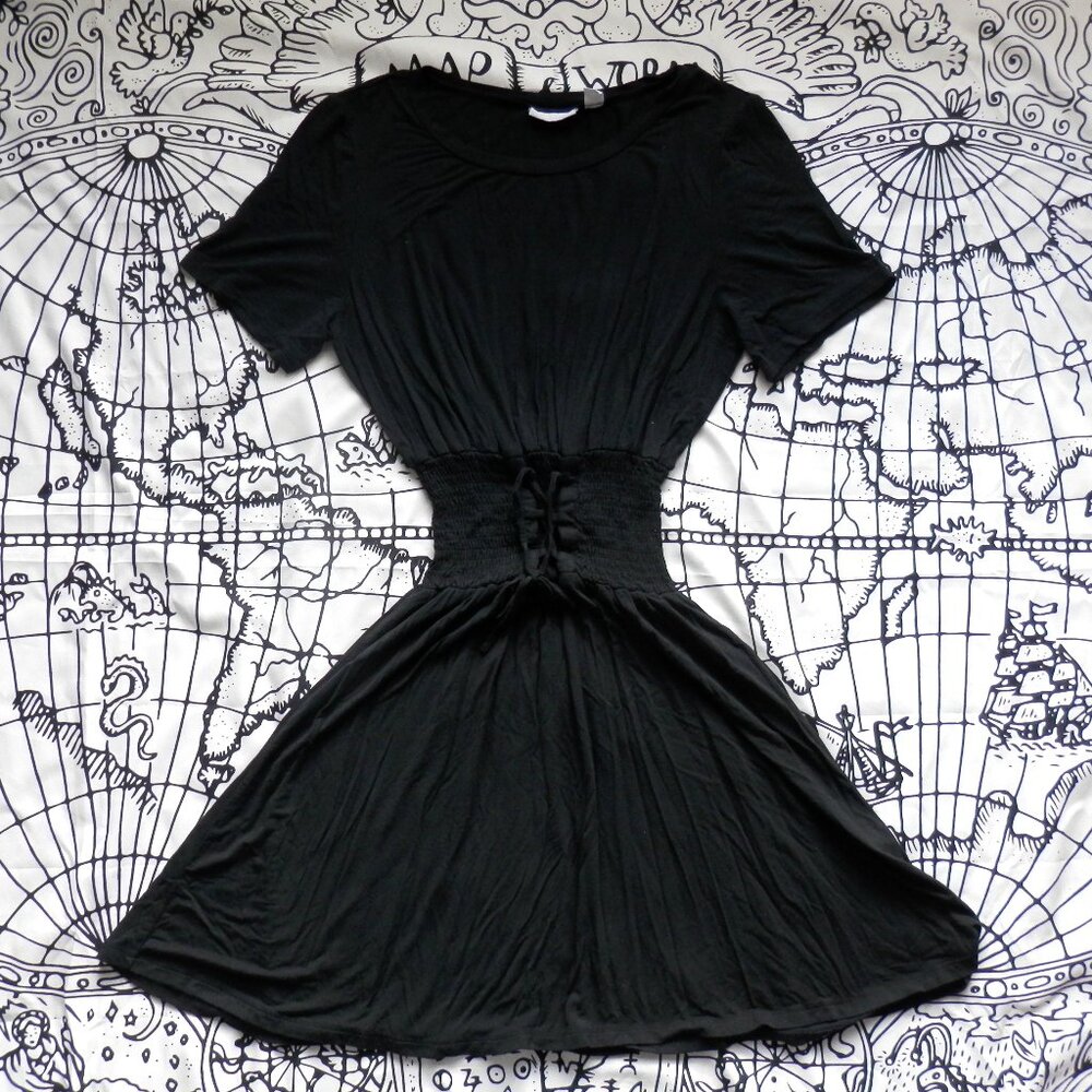 New York & Co. || Gartered Corset Waist Little Black Dress